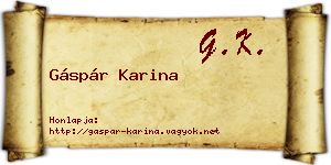 Gáspár Karina névjegykártya
